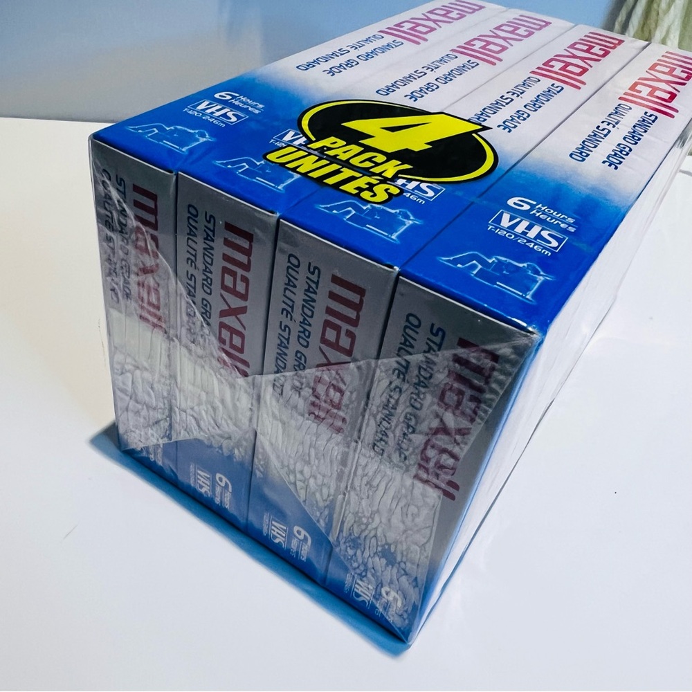 VHS New Maxell STD-T-120 4 Pack VHS Tapes Sealed